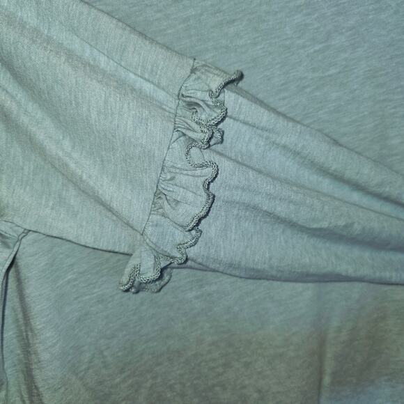 Sundance Camden Joy Tee Ruffle Long Sleeve Top Sz Medium Green Pullover Raglan - Picture 2 of 12